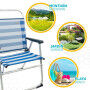 Chaise de Plage Aktive Bleu Blanc 48 x 88 x 50 cm Aluminium Pliable (4 Unités)