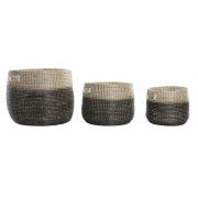Set de basket DKD Home Decor Gris Naturel Herbier marin (3 Pièces)