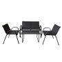 Marbueno Set Table et Chaises de Jardin Acier Noir Textilène 10468