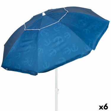 Parasol de plage Aktive Bleu 220 x 210 x 220 cm (6 Unités)