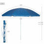 Parasol de plage Aktive Bleu 220 x 210 x 220 cm (6 Unités)