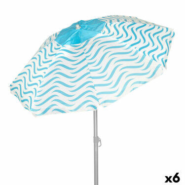 Parasol de plage Aktive Bleu Ø 200 cm 200 x 190 x 200 cm (6 Unités)