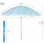 Parasol de plage Aktive Bleu Ø 220 cm 220 x 200 x 220 cm (6 Unités)
